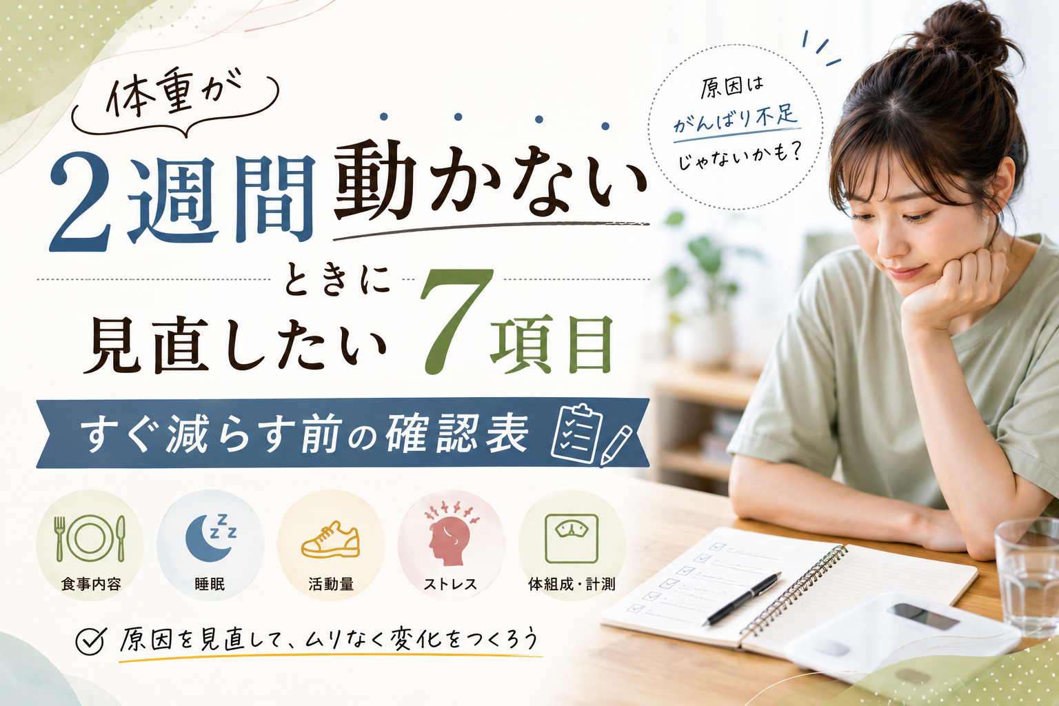 体重が2週間動かないときに見直したい7項目｜すぐ減らす前の確認表